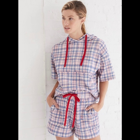 Anthropologie Kachel high waist blue white and pink plaid shorts size S NWT - Picture 15 of 15